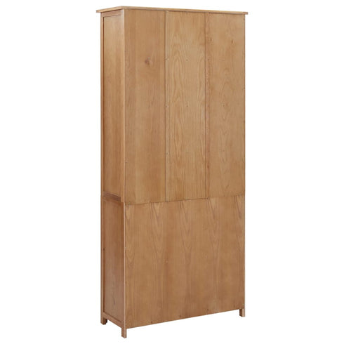 Maison Madeleine -  Bookcase with 4 Doors 90x35x200 cm Solid Oak Wood and Glass